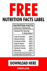 birthday nutrition facts label template example