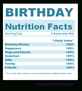 editable birthday nutrition facts label template sample