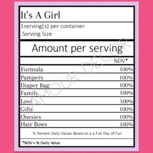 free blank baby shower nutrition fact label template excel