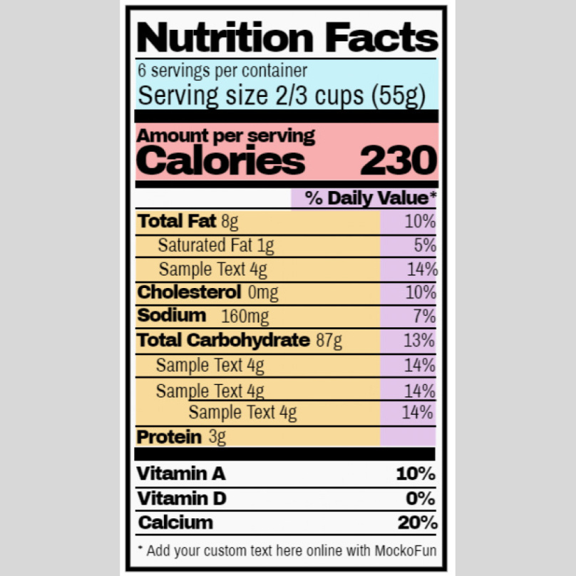free printable us nutrition facts label template excel