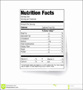 printable empty nutrition facts label template example