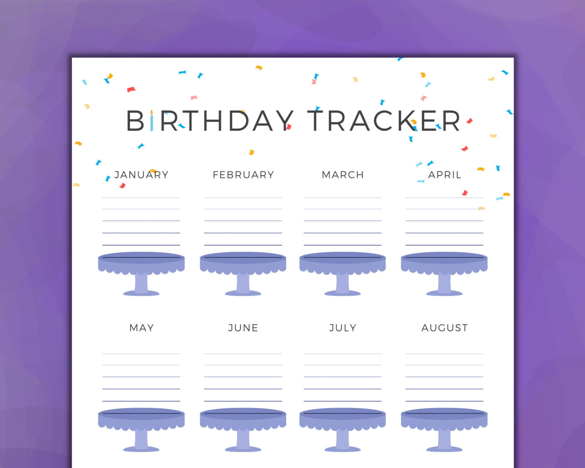 Birthday Reminder Calendar Template  Example