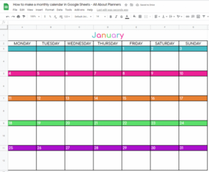 calendar template in google docs