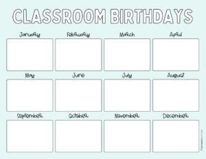 Classroom Birthday Calendar Template  Example