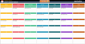 Custom Daily Activity Calendar Template Doc Example