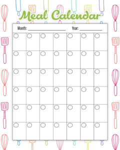 Custom Daily Food Calendar Template Pdf Example