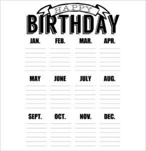 Custom Employee Birthday Calendar Template Pdf Example