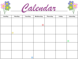 Daily Activity Calendar Template