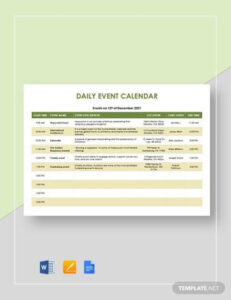 Daily Event Calendar Template Pdf Sample