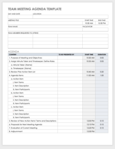 Daily Meeting Calendar Template Pdf Example