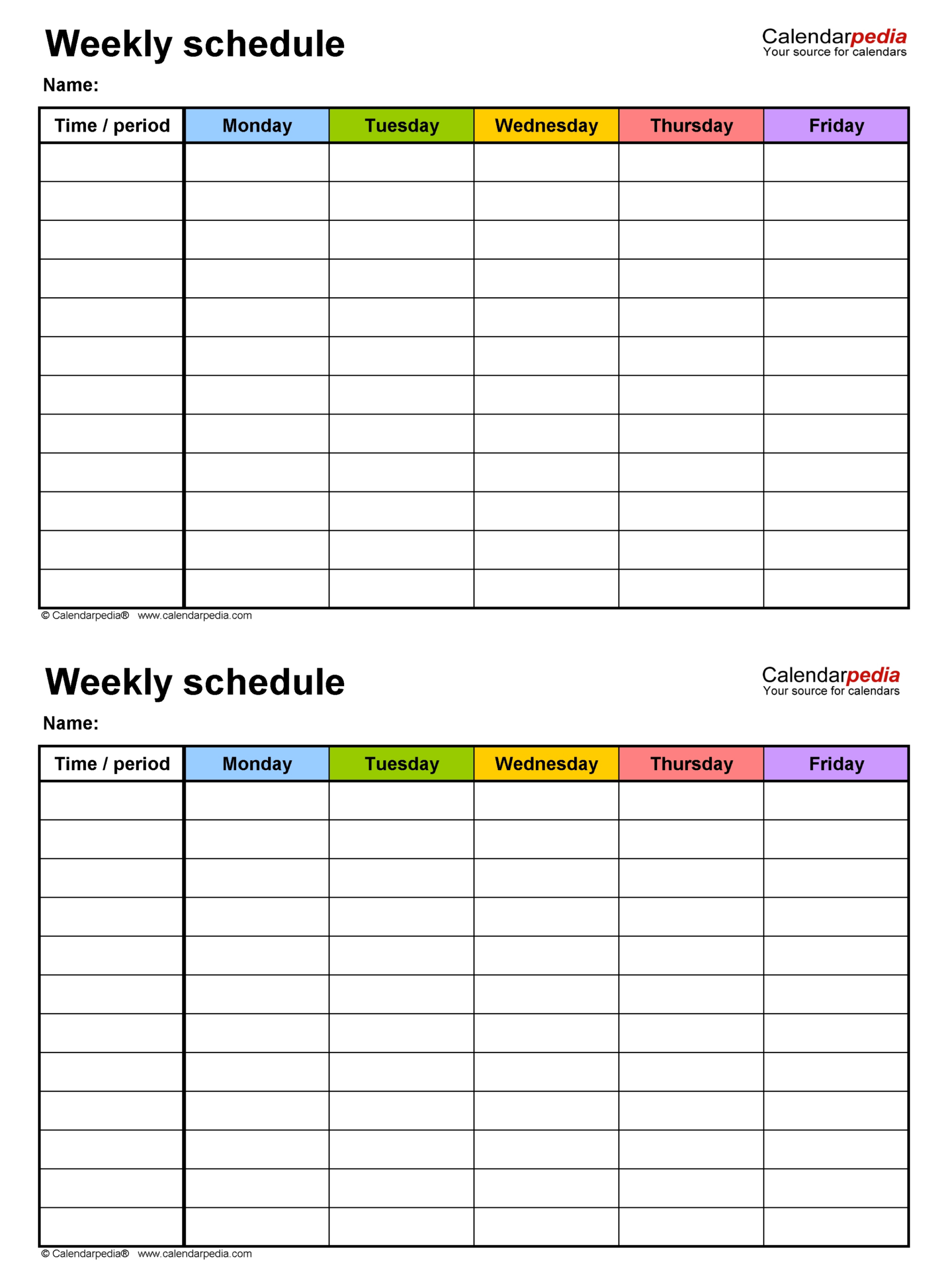 Daily Routine Calendar Template Pdf