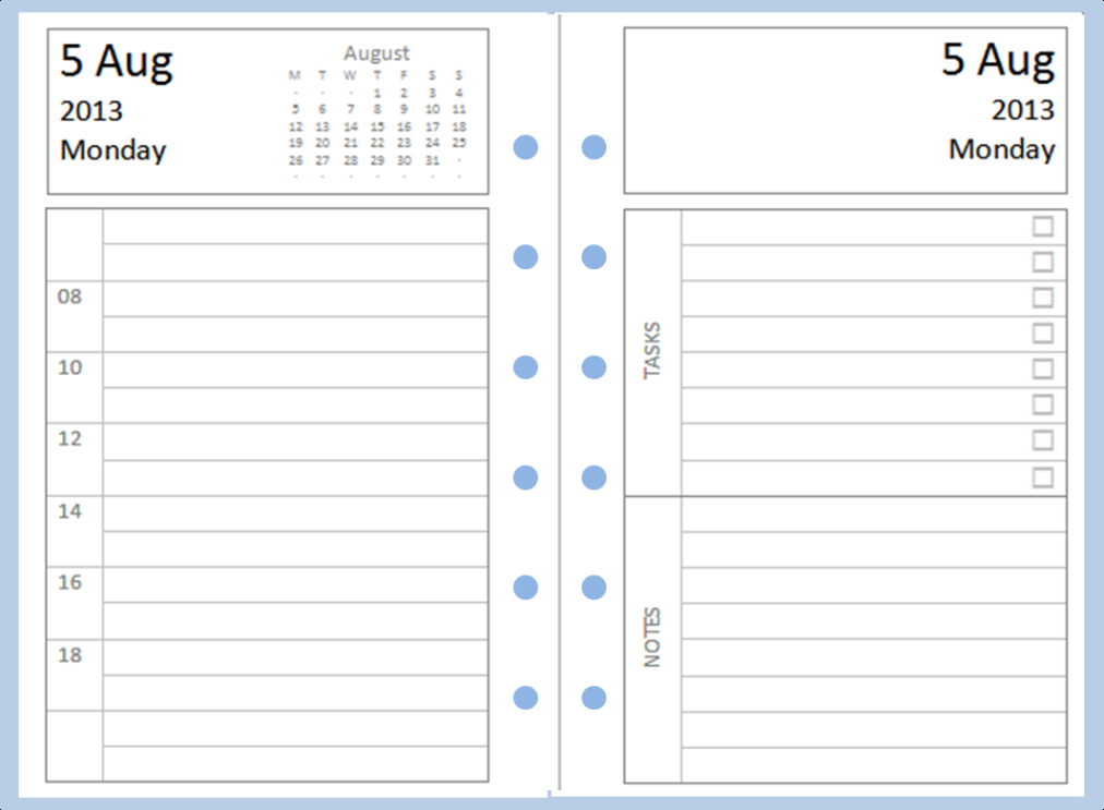 Editable Daily Calendar Journal Template Doc Example