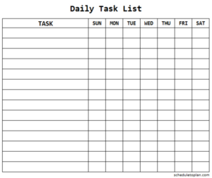 Editable Daily Task Calendar Template Pdf