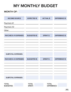 editable monthly budget calendar template free