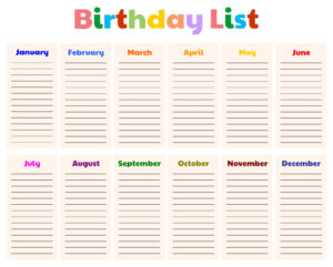 Editable Office Birthday Calendar Template  Sample