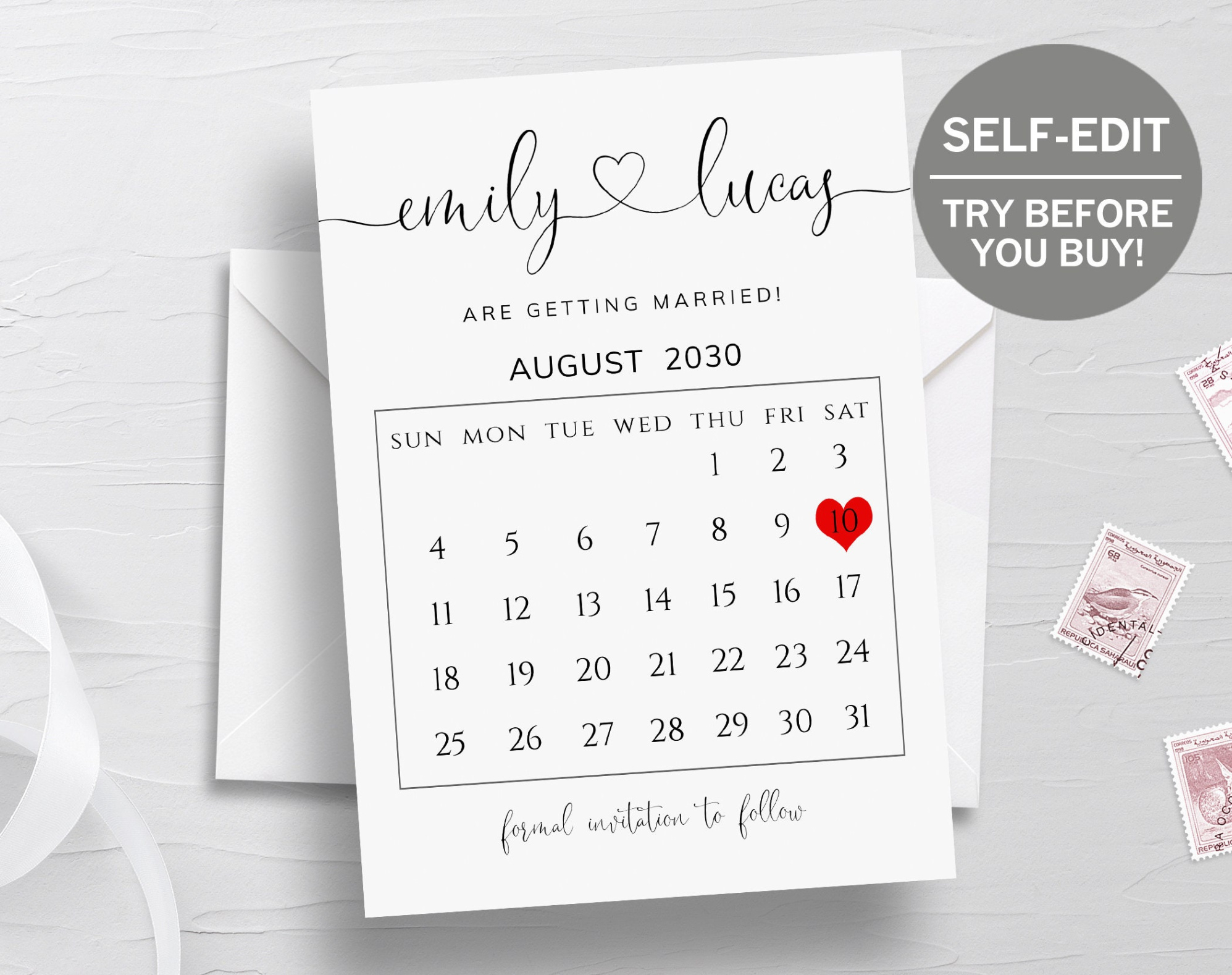 editable save the date calendar template example