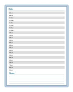 Free Custom 10 Hour Daily Calendar Template Pdf Example