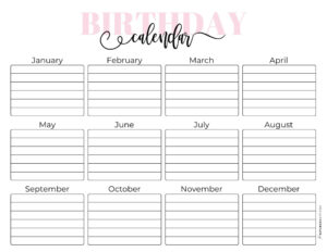 Free Custom Birthday Reminder Calendar Template Doc Example