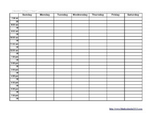 Free Custom Daily Calendar Template 30 Minute Increments Doc Example