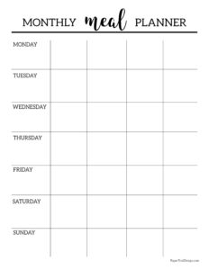 Free Custom Daily Food Calendar Template  Example