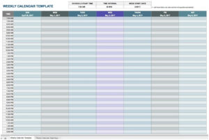 Free  Daily Calendar Template 30 Minute Increments Excel