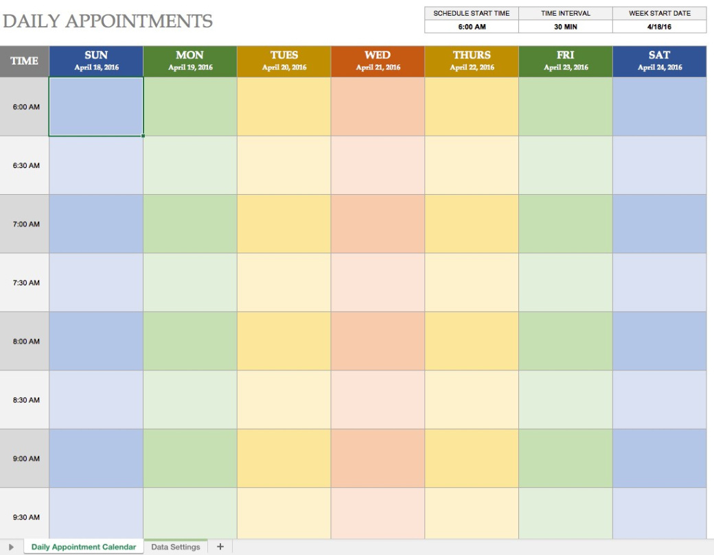 Free Editable Daily Appointment Calendar Template Doc Example