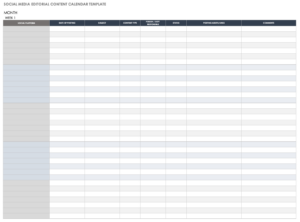 free editable social media publishing calendar template sample