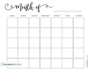 free  free blank printable calendar template pdf