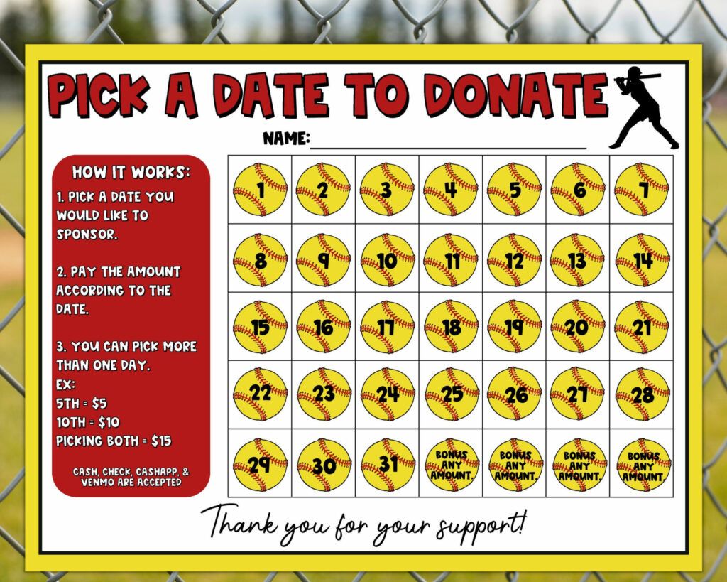 Pick A Date To Donate Calendar Template Free