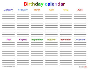 Free Printable Employee Birthday Calendar Template Excel