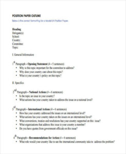 free printable model un position paper template example