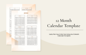 free sample 12 month calendar template word sample