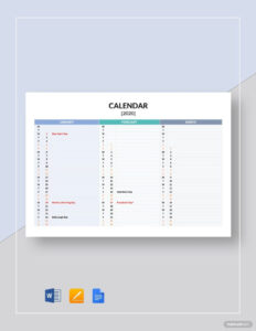 free sample calendar template in google docs example