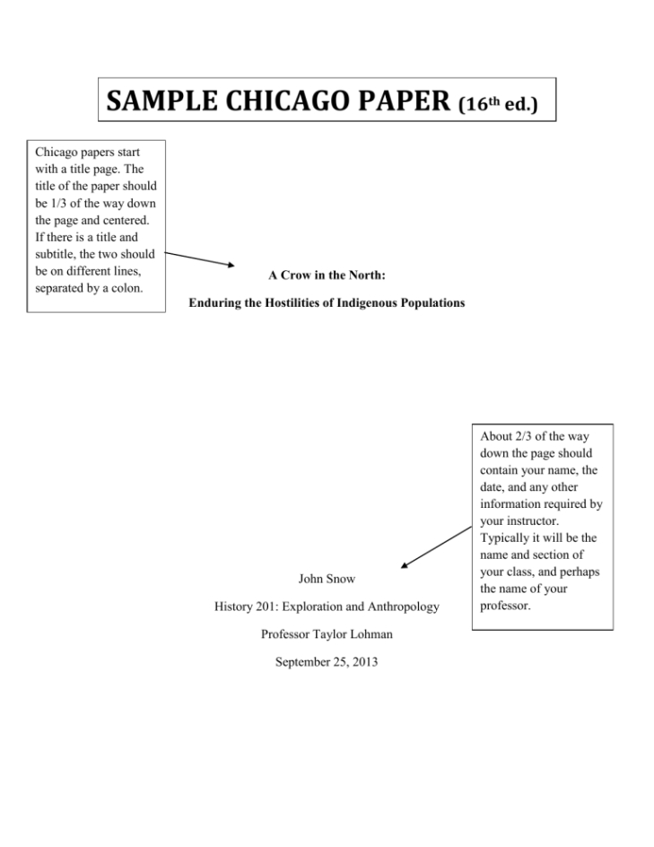 free sample chicago style research paper template example