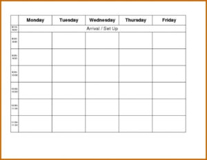 free sample monday to friday calendar template excel