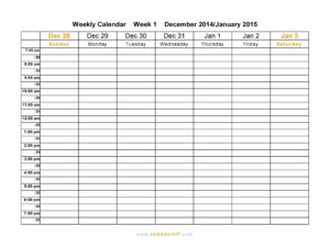 free  week by week calendar template example