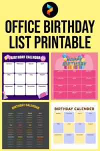 Office Birthday Calendar Template Excel Sample