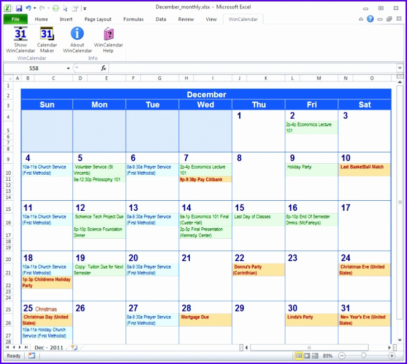 Out Of Office Calendar Template