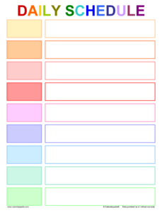 Printable Daily Routine Calendar Template Pdf Example