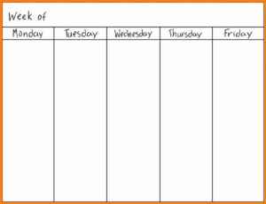 printable monday to friday calendar template pdf