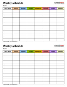 Printable Office Schedule Calendar Template  Sample