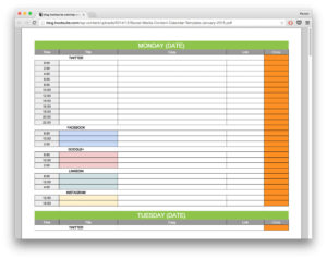 printable social media calendar template free excel