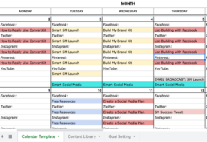 printable social media content calendar template free example