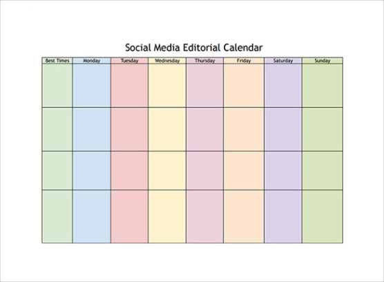 printable social media editorial calendar template doc