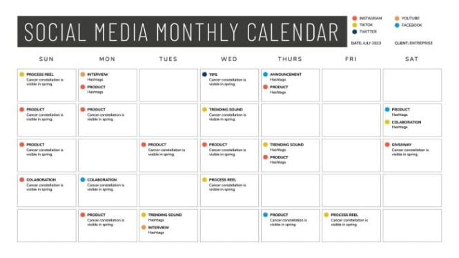 sample google sheets social media calendar template pdf