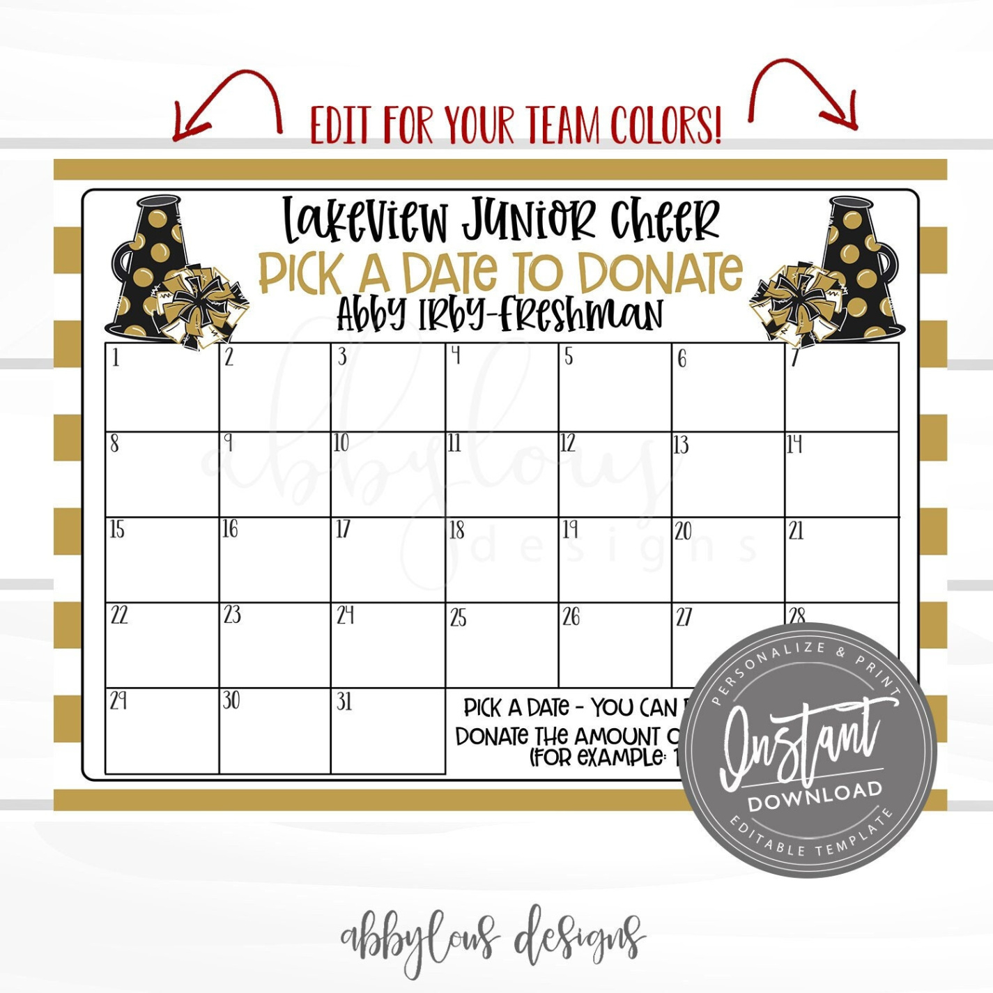 sample pick a date to donate calendar template free pdf