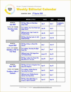 Campus Editorial Calendar Template  Example