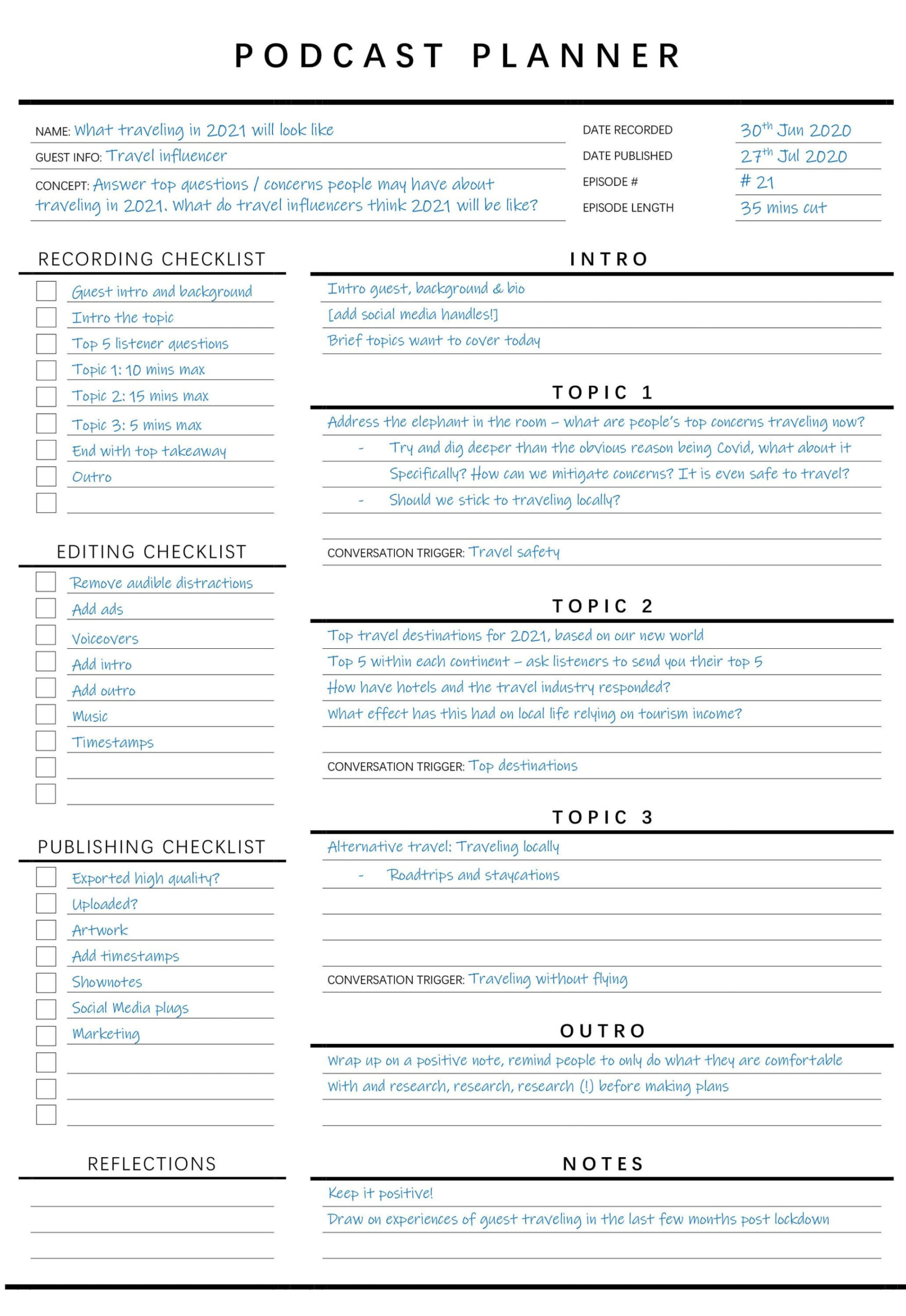 Custom Podcast Editorial Calendar Template Doc Example