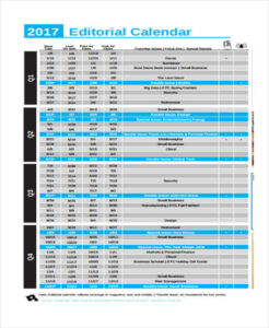 Editable Blog Editorial Calendar Template Doc