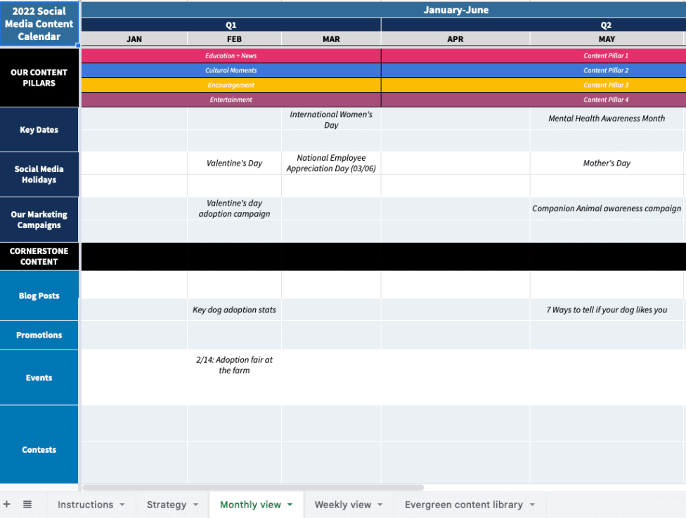 Editable Hootsuite Editorial Calendar Template